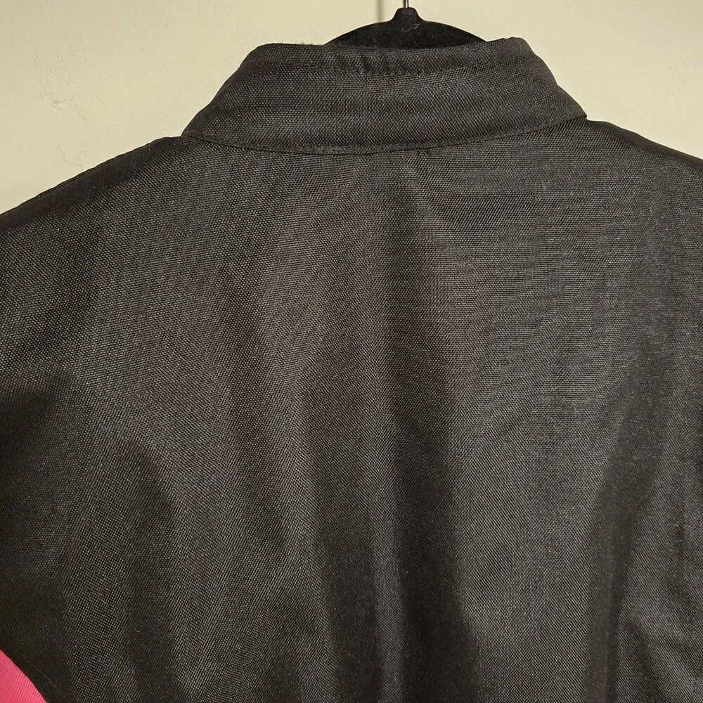 I-K Textiles Motorcycle Jacket XL Womens Black Pink Full Zip Biker Moto Y2K